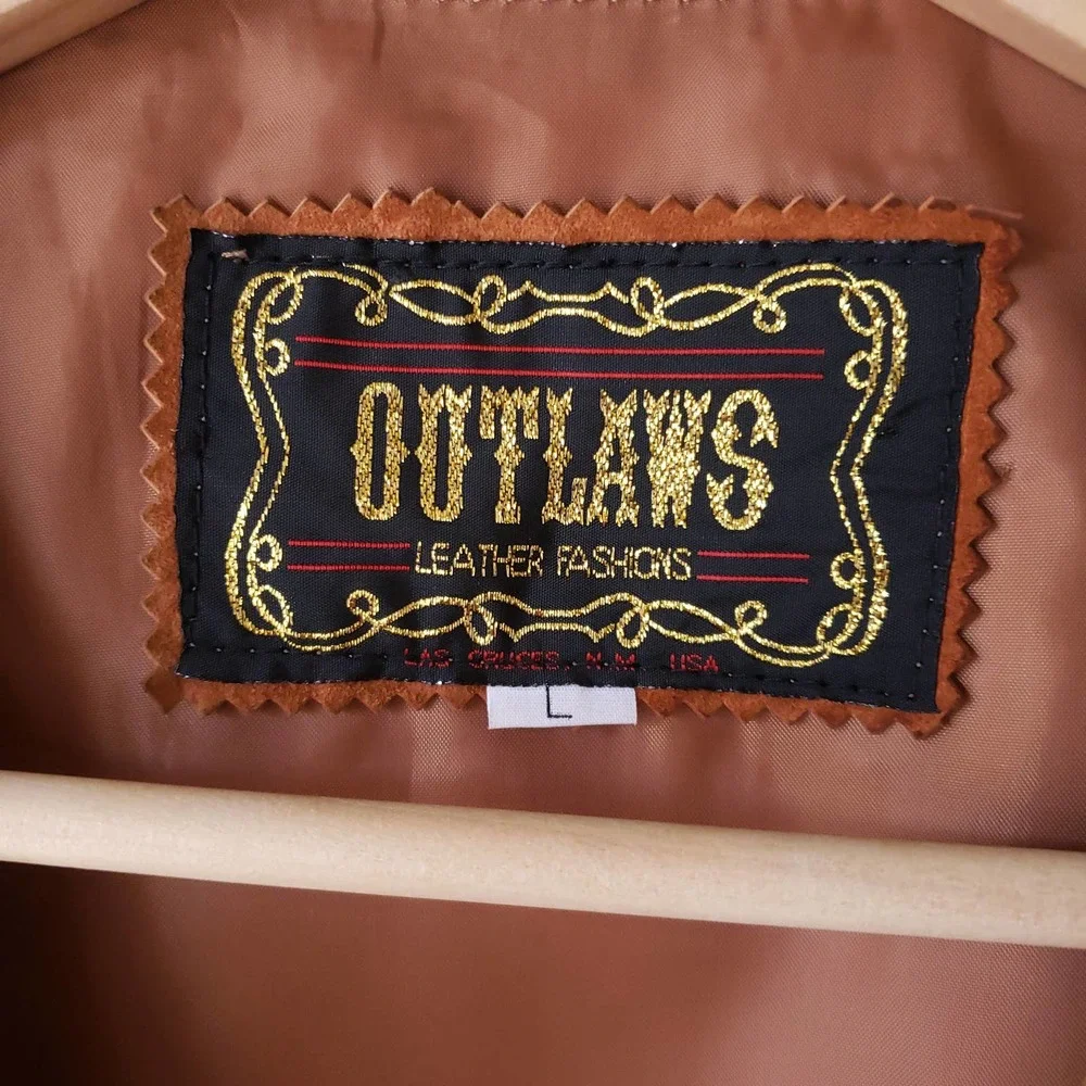 Vintage Suede Cognac Brown Western-Style Vest - Picture 5 of 11